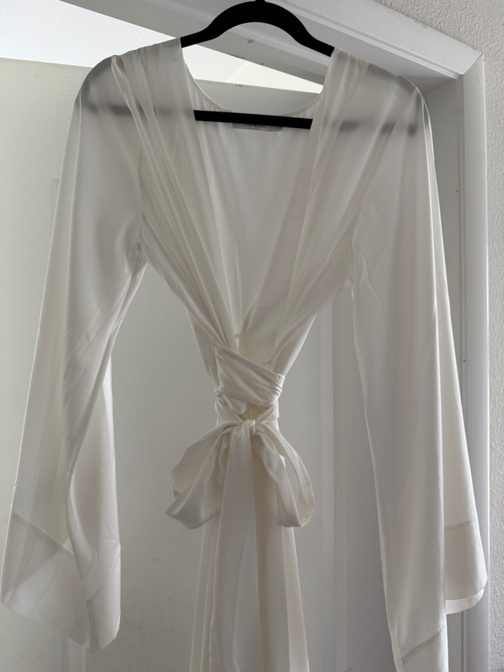 White Satin Bridal Robe - Picture 3 of 5